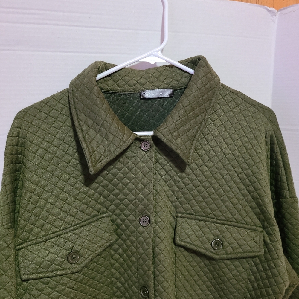 Pretty  Garden Women's Size Large Green Quilted Jacket Wear  Anywhere Stylish - Picture 4 of 7